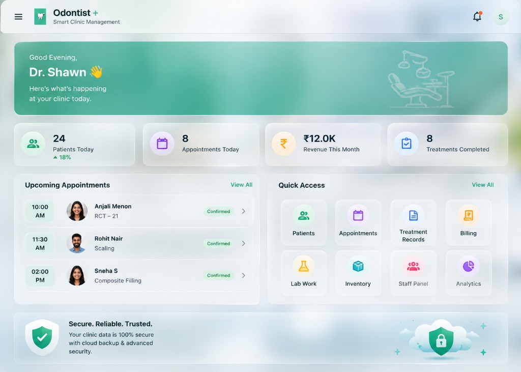 Odontist+ dashboard